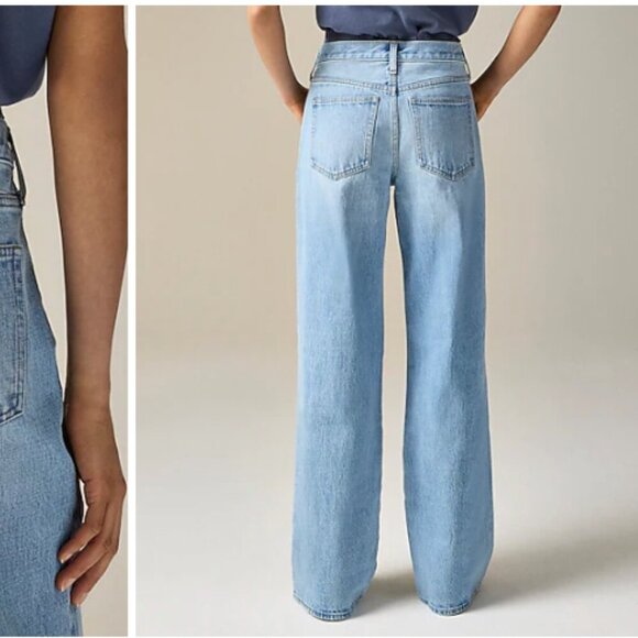 J.Crew Petite Lower Rise Distressed Wide Leg Jean Blue Synniva Wash US 32P NWT. - Picture 3 of 6